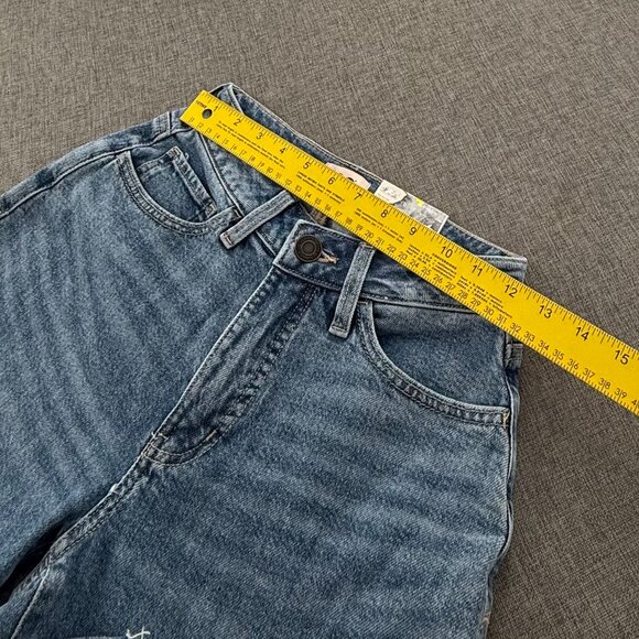 NEW! Curvy High Rise 90's Bootcut Jeans Fringe Some Stretch Cotton Blend Size 0 - Picture 9 of 12